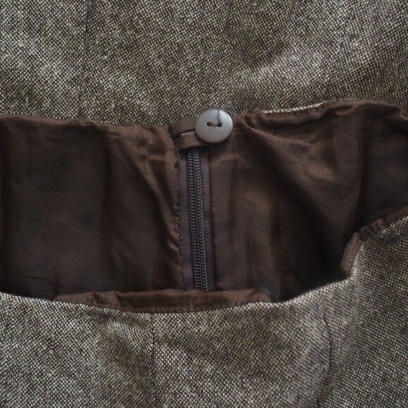 Talbots Brown and Gray Wool Blend Skirt with Crocheted Lace Hem Lined Size 6 - Picture 6 of 15